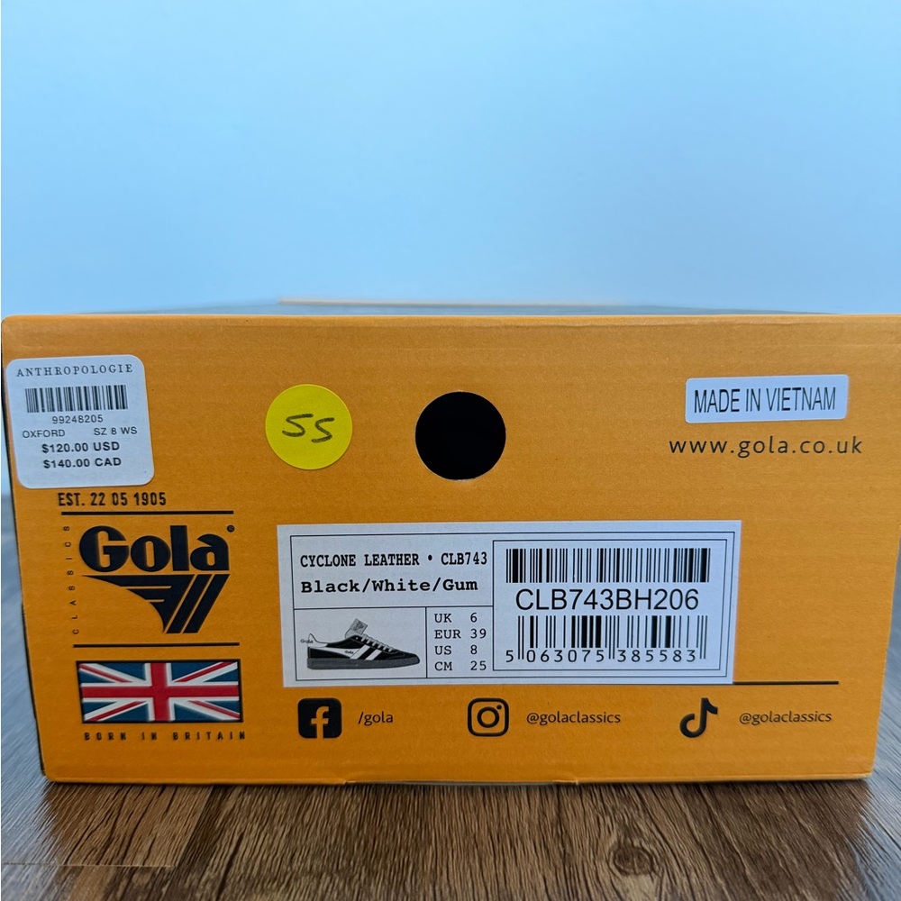 NWT! Gola Cyclone Leather Sneakers, Black, 8 - Picture 7 of 7